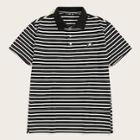 Romwe Guys Button Half-placket Patched Striped Polo Shirt