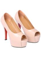 Romwe Pink High Heel Peep Toe Platform Shoes