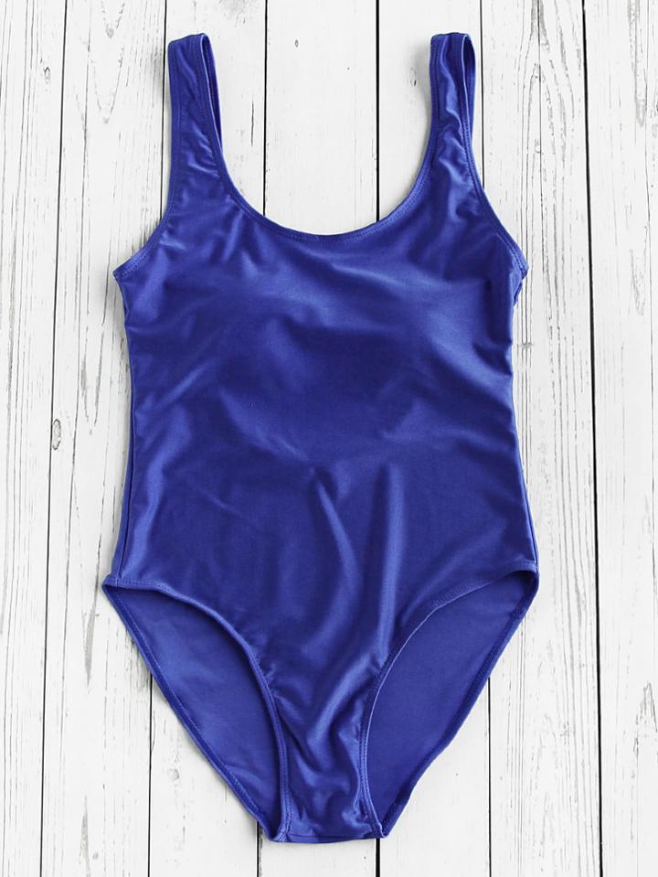 Romwe High Leg Scoop Swimsuit
