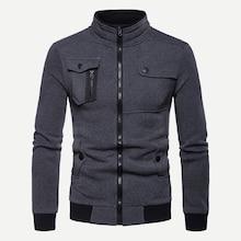 Romwe Men Pocket Decoration Zip Front Sweatshirt