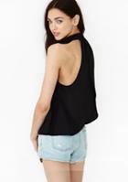 Romwe Halter Neck Off Shoulder Chiffon Black Blouse