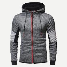 Romwe Men Zip Up Drawstring Hoodie