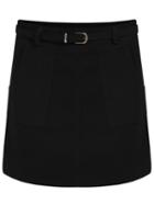 Romwe Pockets Belt Skinny Skirt