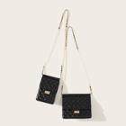 Romwe Quilted Faux Pearl Strap Bag Set 2pcs