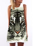 Romwe Tiger Print Sleeveless Tunic Dress