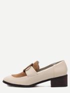 Romwe Camel Horse Hair Plastic Buckle Cork Heeled Shoes