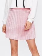Romwe Velvet Pleated Skirt