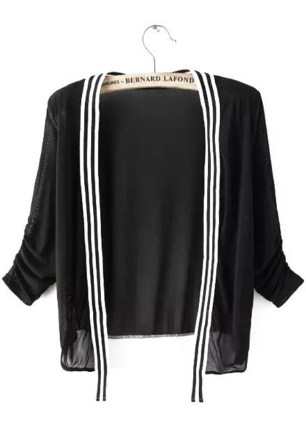 Romwe Contrast Striped Black Top