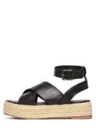 Romwe Black Faux Leather Crisscross Strap Espadrilles Sandals