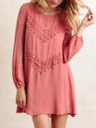 Romwe Pink Embellished Keyhole Back Shift Dress