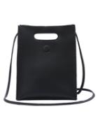 Romwe Embossed Faux Leather Cutout Handle Shoulder Bag - Black