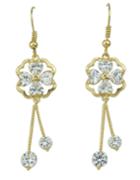 Romwe 2015 New Coming Gold Plated White Rhinestone Women Long Haning Earrings
