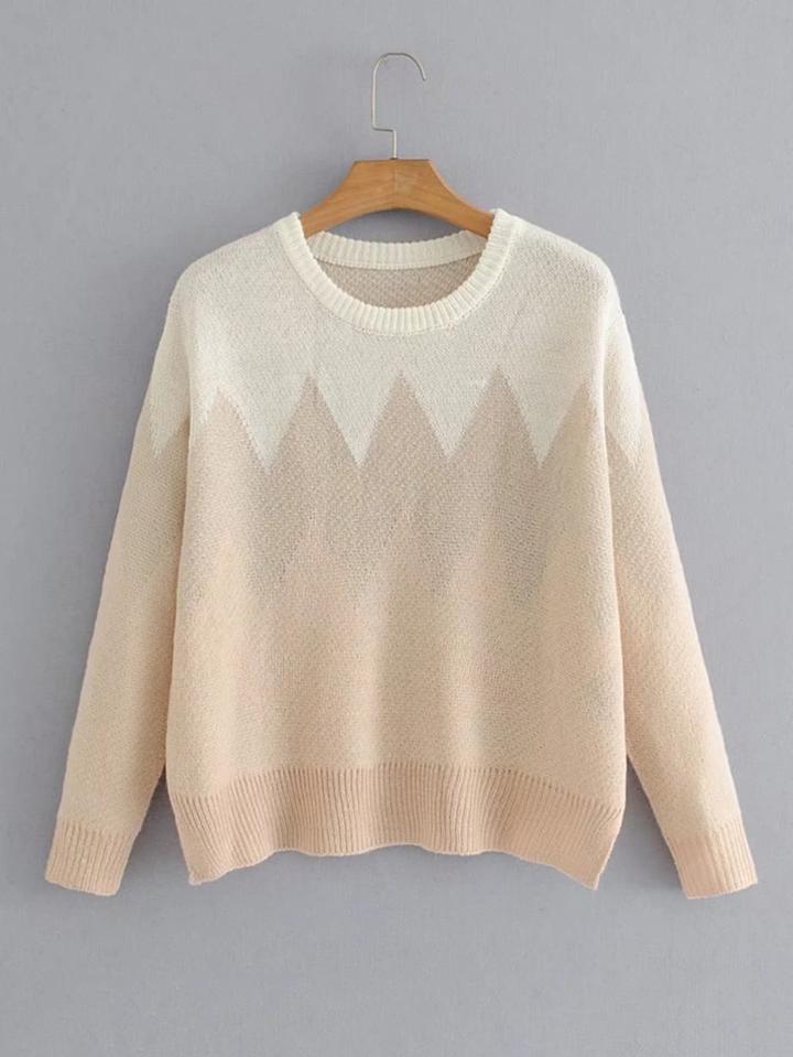 Romwe Chevron Pattern Jumper Sweater