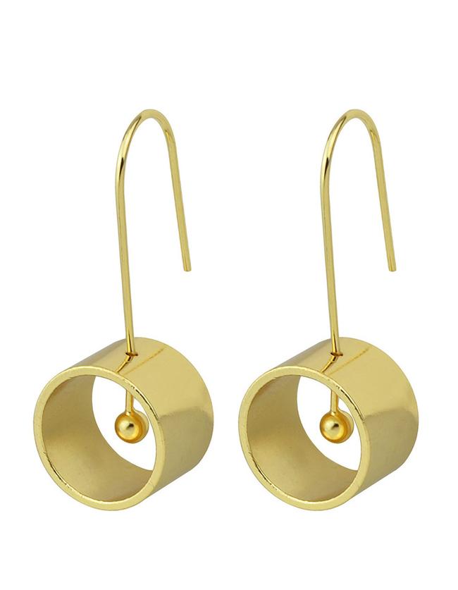 Romwe Gold Plated Circle Pendant Earrings