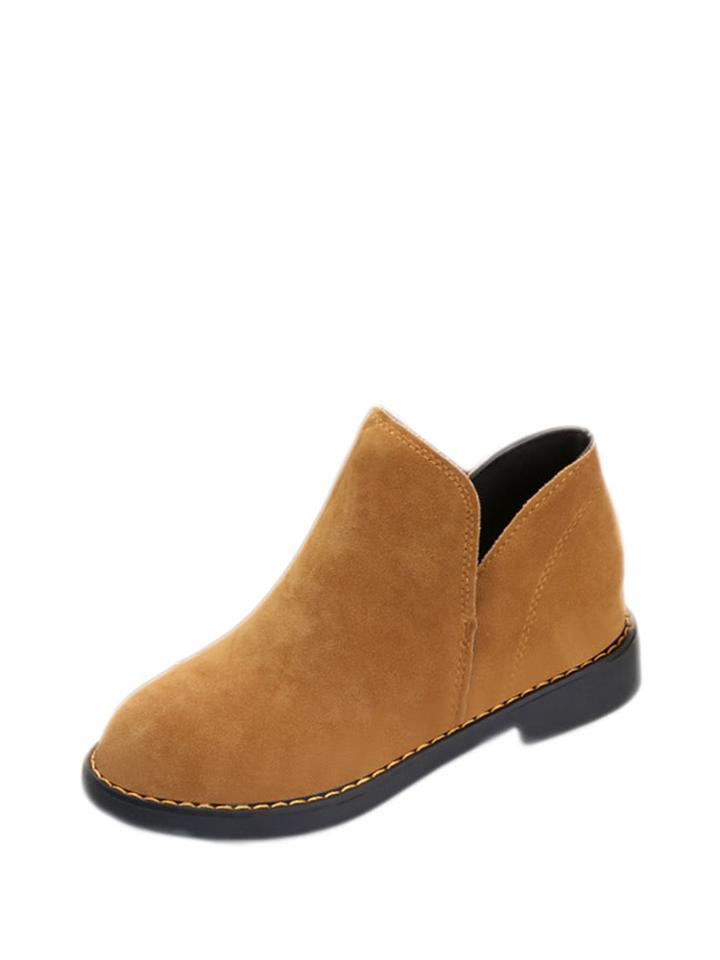 Romwe V Cut Design Suede Flat Boots