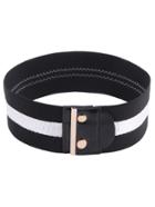Romwe Black Wide Button Elastic Belt