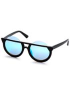 Romwe Black Frame Blue Round Lens Sunglasses
