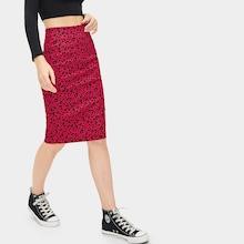 Romwe Leopard Print Zip Back Skirt