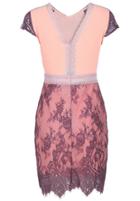 Romwe V Neck Zip Lace Embellished Dress