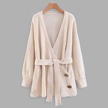 Romwe Self Belted Wrap Sweater Coat
