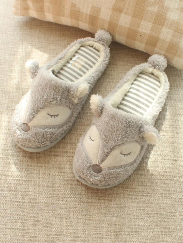 Romwe Fox Fluffy Slippers