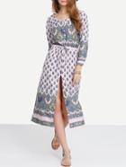 Romwe Pink Adjustable Sleeve And Waist Boho Dress