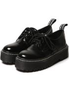 Romwe Black Round Toe Lace Up Velvet Shoes