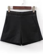 Romwe Black High Waist Pockets Shorts