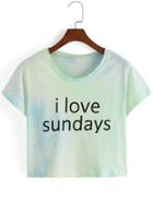 Romwe Letter Print Tie-dye Crop T-shirt