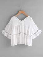 Romwe Hollow Out Lace Insert Smock Top