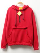 Romwe Hooded Drawstring Thicken Red Sweatshirt With Pocket