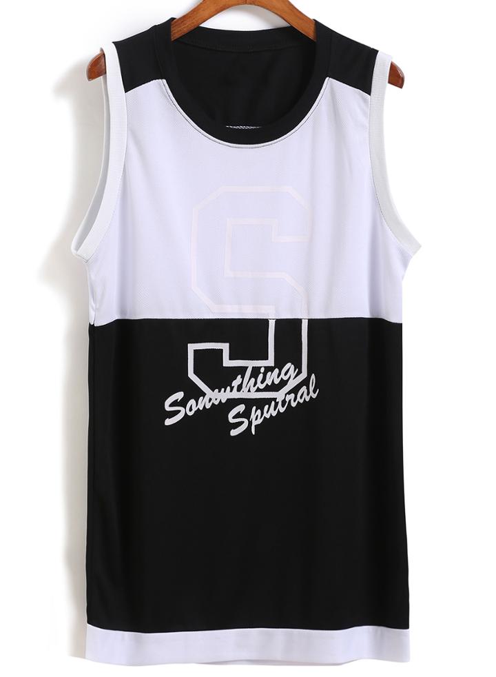 Romwe Color-block Letter Print Tank Top