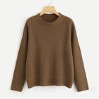 Romwe Plus Round Neck Solid Sweater