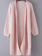 Romwe Cable Knit Pink Cardigan