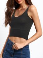 Romwe Spaghetti Strap Ribbed Knit Cami Top