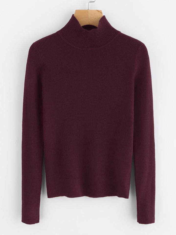 Romwe Rib Knit Solid Jumper
