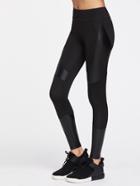 Romwe Contrast Pu Cut And Sew Sports Leggings