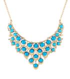 Romwe Blue Drop Gemstone Gold Collar Necklace