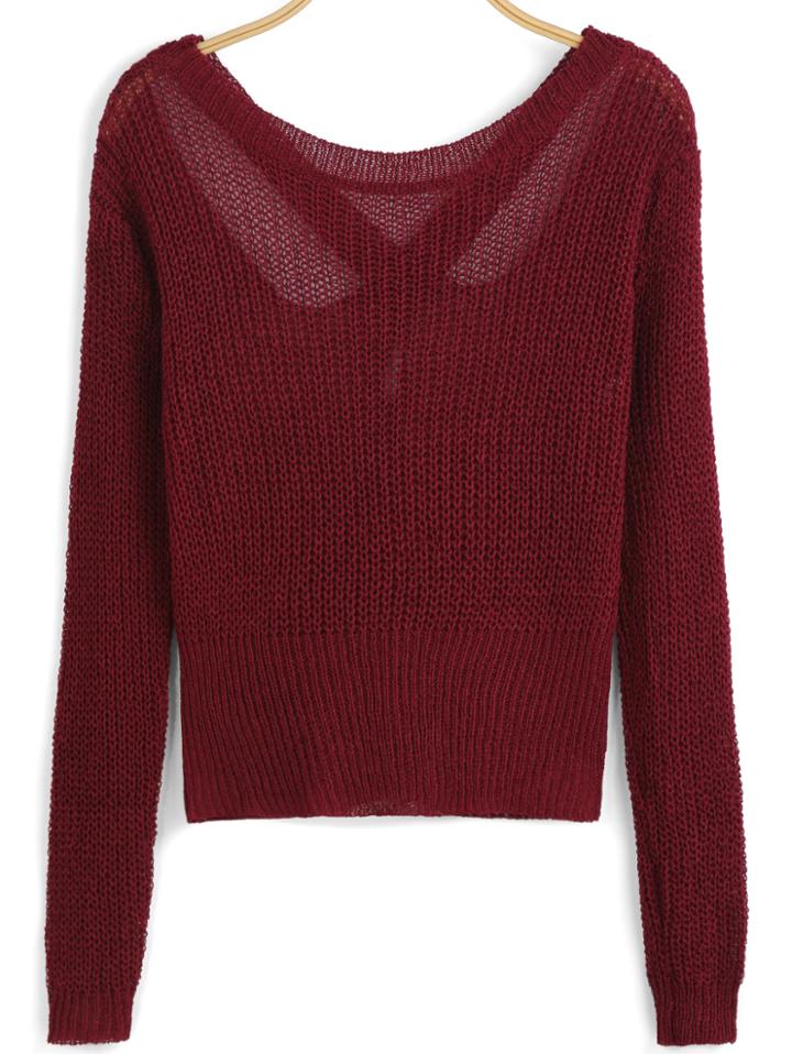 Romwe Crisscross Back Long Sleeve Sweater
