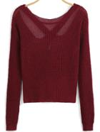 Romwe Crisscross Back Long Sleeve Sweater