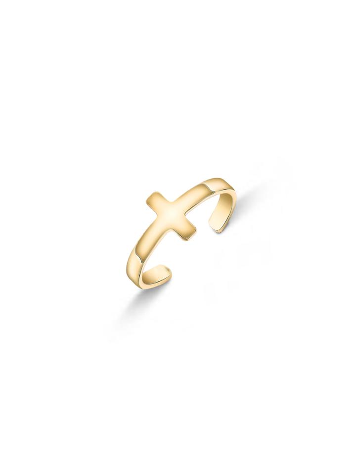 Romwe Gold Tone Cross Design Rings