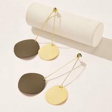 Romwe Double Disc Drop Earrings 1pair