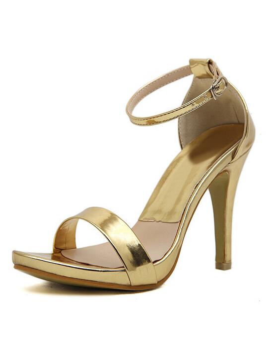 Romwe Gold Slingbacks High Heeled Sandals