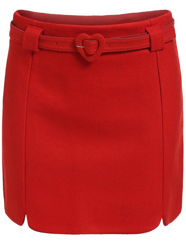 Romwe Belt Slit Skinny Skirt