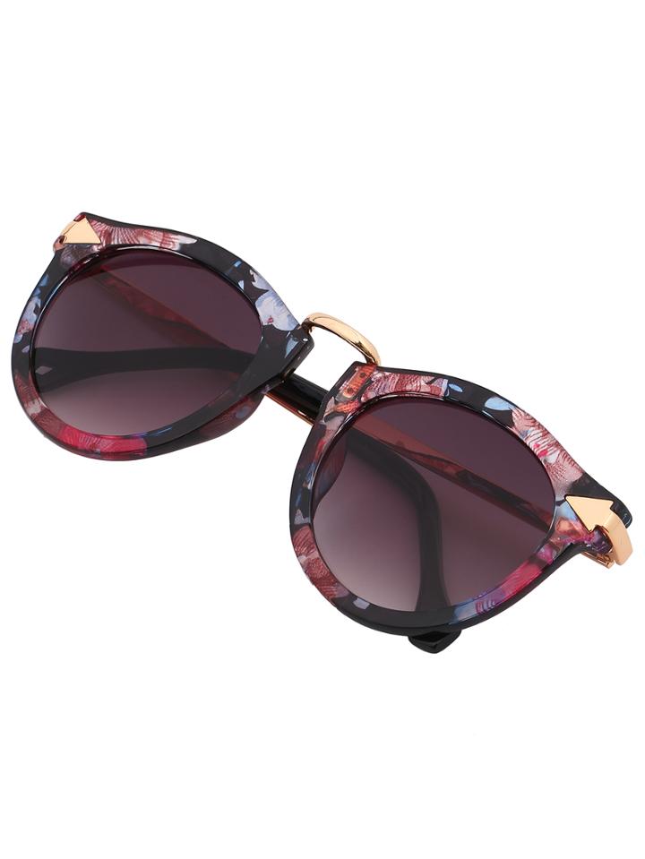 Romwe Multi-color Plastic Frame Metal Arms Sunglasses