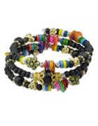 Romwe Black Wood Beads Bracelet