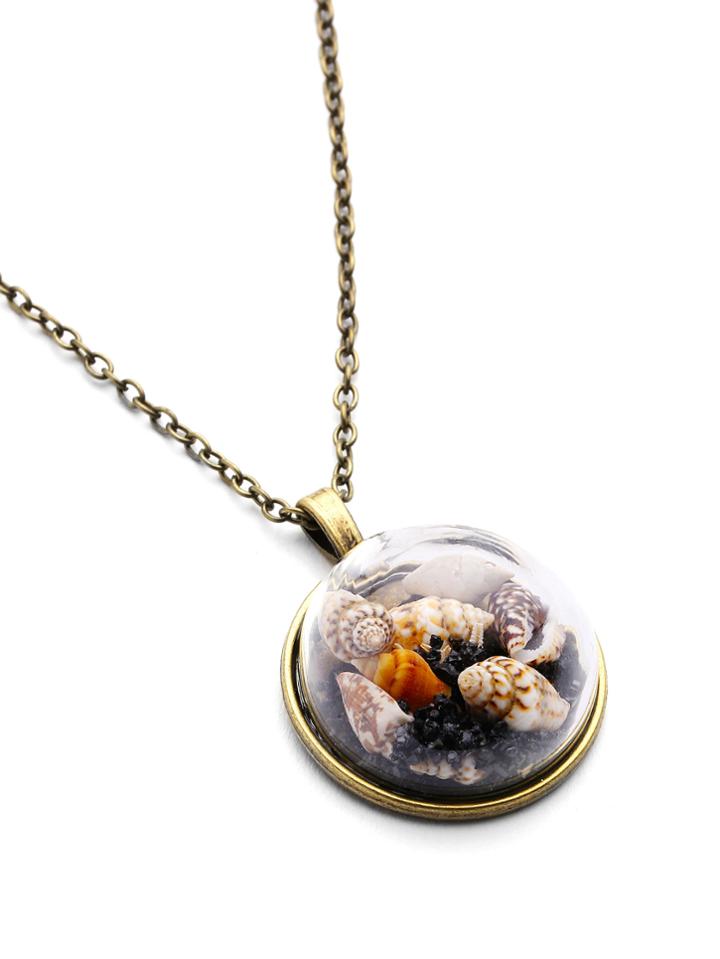 Romwe Shell Pendant Long Necklace