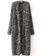 Romwe Chunky Knit Slit Back Grey Coat