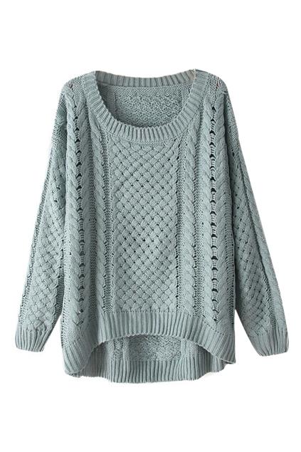 Romwe Asymmetric Hollow-out Light Blue Jumper
