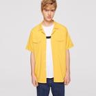 Romwe Guys Notched Collar Flap Pocket Front Shirt